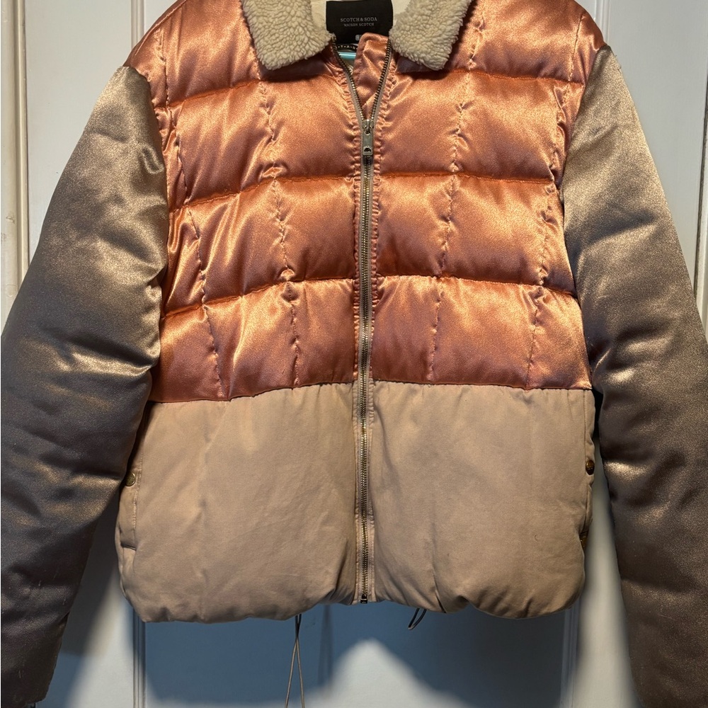 Scotch & Soda Metallic Bronze and Tan Puffer Jacket